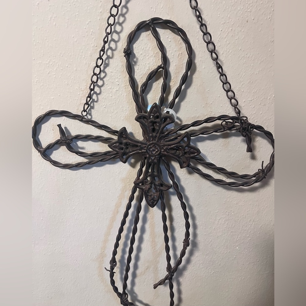 Rustic Barbed Wire Crown of Thrones Cross of Nails Christian Wall Art